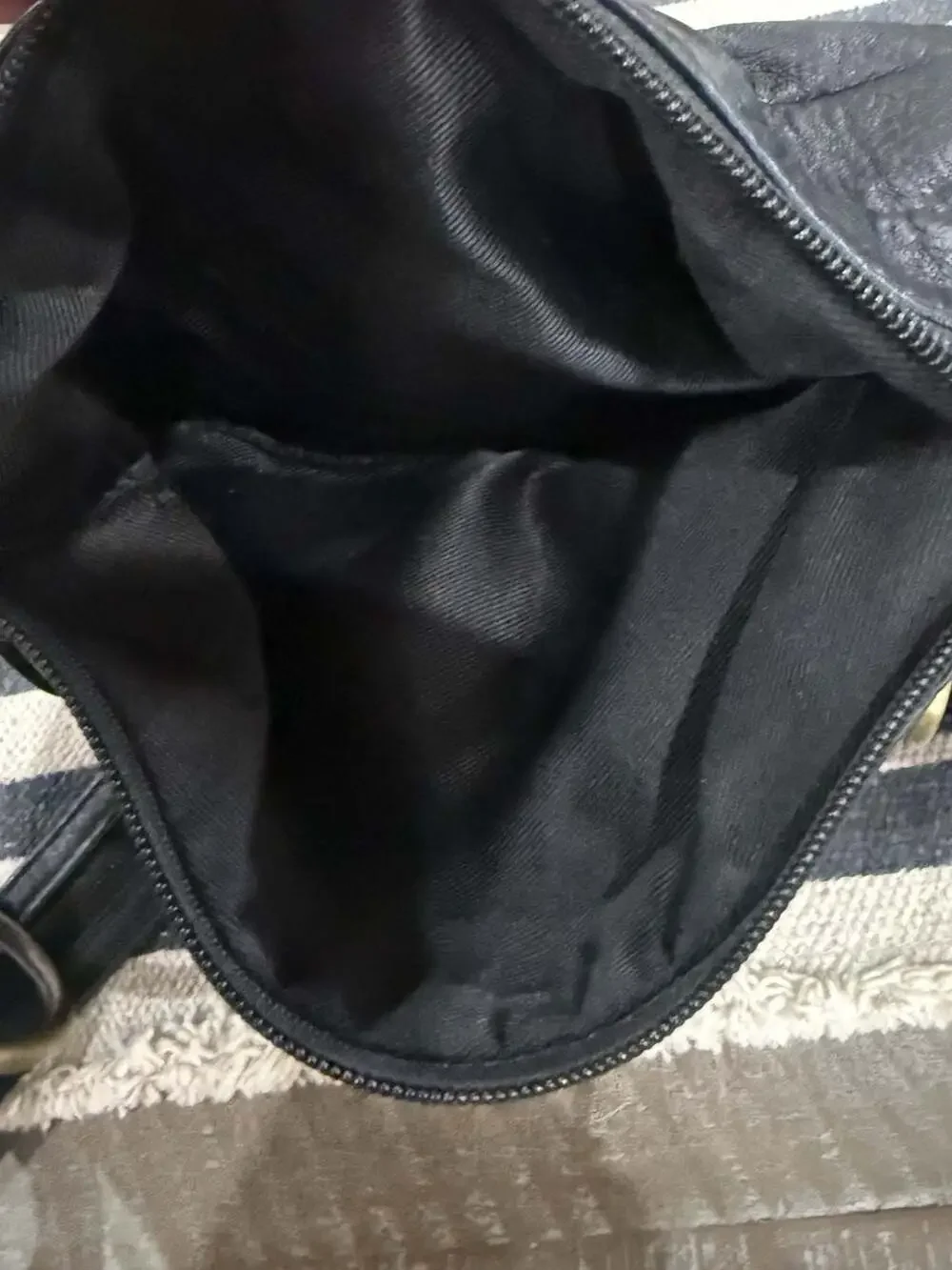 Great American Leather Works Black Leather Sling Backpack Embossed Floral Bag